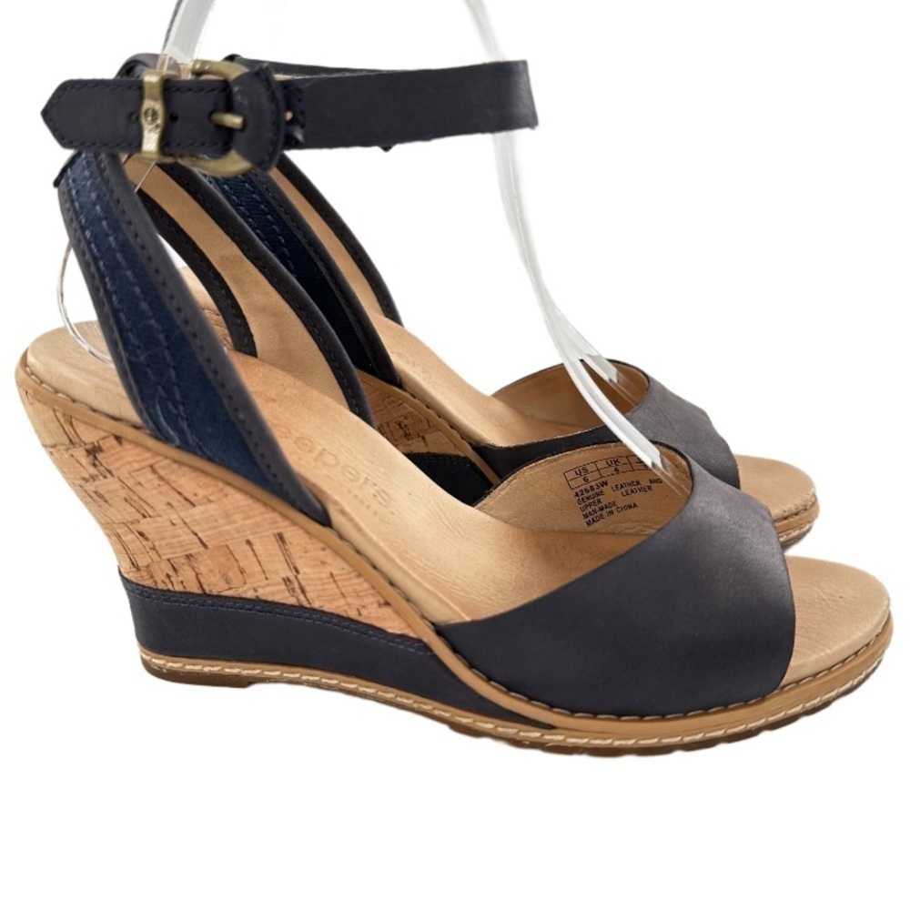 Timberland earth keepers sandals 6 37 navy blue nubuck leather walking wedges